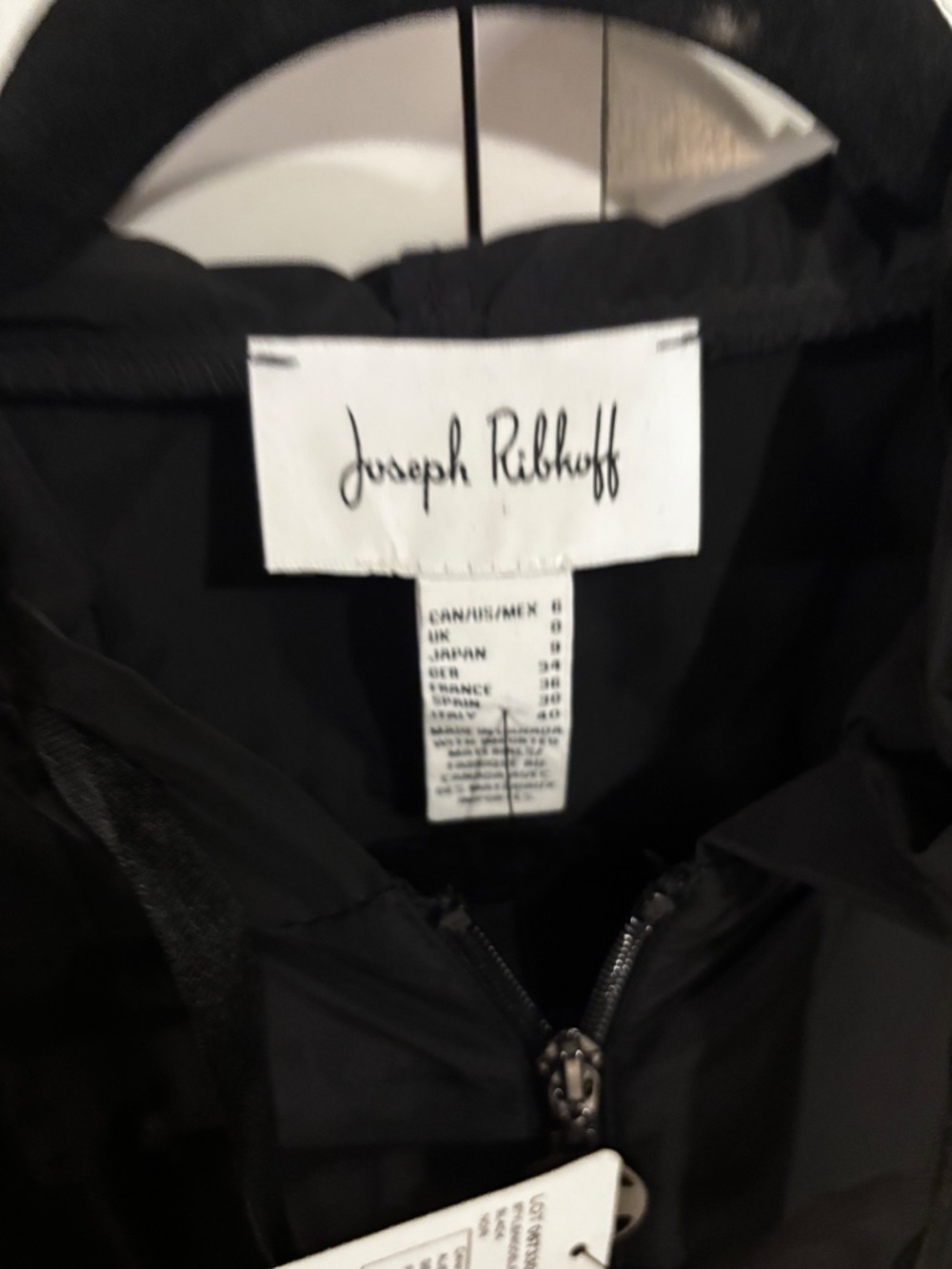 Joseph Ribkoff Long Flared Shape Coat Full Zip Drawstring Hood Sz 6 Black - Picture 10 of 13